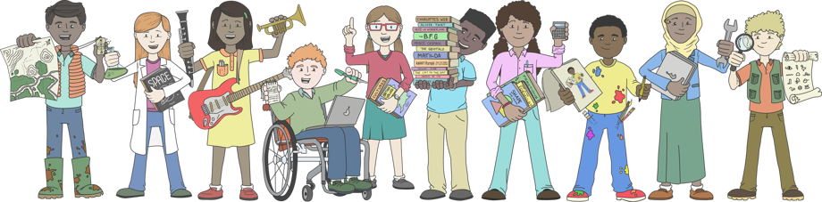 Cartoon picture of different learners